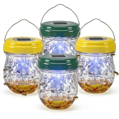 4 Pack Solar Wasp Traps Outdoor Hanging, Bee Traps for Outside