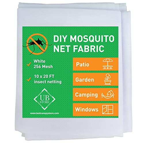 White DIY Mosquito Net Fabric | 10x20 FT Netting | Insect Cover for Garden - color: White, size: 10x20 FT