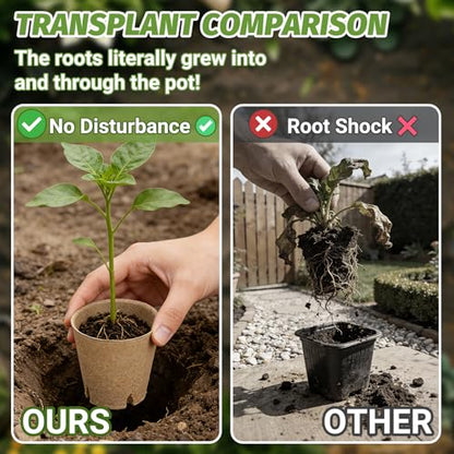 60Pcs 3.1 Inch Peat Pots - Nursery Pots with Drainage Holes for Seedlings