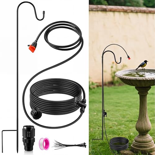 Saillong 36Ft Bird Bath Dripper Kit, Adjustable Outdoor Drip Irrigation - size: 33 ft Water Pipe, style: 3 ft Bracket