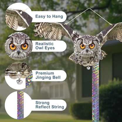 Fake Owl to Keep Pigeon Away, 4PCS Pigeon Scare Devices - color: Light Grey Owl 4pcs