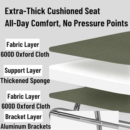 Naturehike 11in Ultralight Camping Collapsible Stool, Supports 390lbs - color: Green