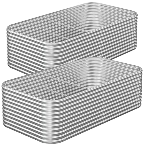 2 Pack Tall 6x3FT Raised Beds for Gardening, Corrugated Galvanized Steel Raised Garden Bed, Outdoor Metal Above Ground Garden Bed for Vegetables and Flowers - size: 6x3FTx16Inch