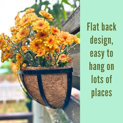 LaLaGreen Black Wall Planter (14 in, 2 Pack) Coco Liner Flower Box Holder - size: 14" (36cm) x 2 pack