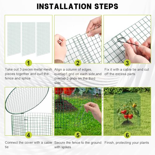 6 Sets 13"x 16" Wire Plant Protector from Animals, Plant Protector Cages - color: Green-6pcs