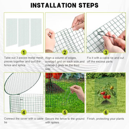 6 Sets 13"x 16" Wire Plant Protector from Animals, Plant Protector Cages - color: Green-6pcs