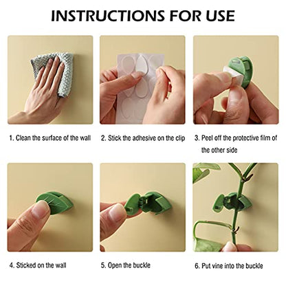 40 Pcs Plant Climbing Wall Fixture Clips, Self-Adhesive Hook for Vines - color: 40Pcs-Leaf Shaped