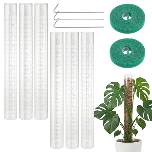 6 Pcs Plastic Moss Pole for Monstera 6×24'' Plant Poles for Climbing Plants Shaped Plant Support Indoor Use with Sphagnum Moss for Climbing Plants Work 24 Inch