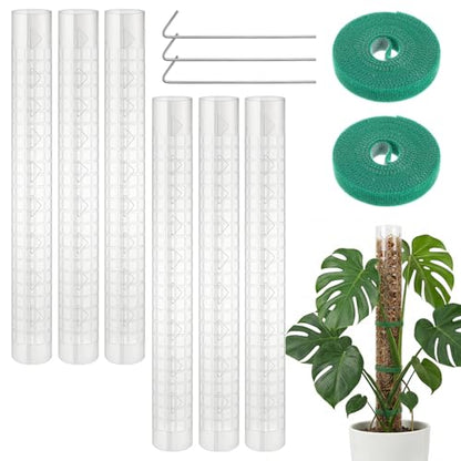 6 Pcs Plastic Moss Pole for Monstera 6×24'' Plant Poles for Climbing Plants Shaped Plant Support Indoor Use with Sphagnum Moss for Climbing Plants Work 24 Inch