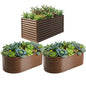 SnugNiture Brown Raised Garden Bed, 3-Piece Set Includes 1 Rectangular & 2 Oval Galvanized Garden Beds, 36" Tall Bottomless Planter Boxes for Vegetables, Herbs, Flowers and Outdoor Gardening