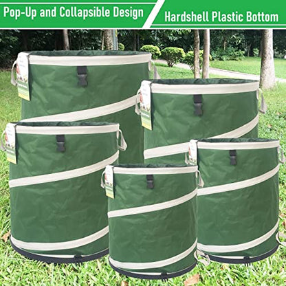 2-Pack 24 Gallon Collapsible Trash Can (19x21 in) Solid Bottom for Pop-Up Trash Can,Recycling Bin,Camping Waste Bin,Laundry Hamper,Yard Waste Bag,Yard Debris Bag,Lawn Grass,Garden Weeds Bags,Leaf Bags