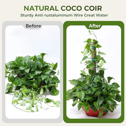 4 Pack 28'' Moss Pole Monstera Plant Support, Bendable Plant Stakes Made of Real Coco Coir Support for Climbing Indoor Plants, Tall Moss Stick Trellis for Potted Climbers - size: 4 Pack (28in)
