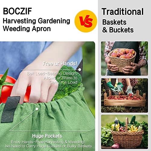 Boczif Gardening Apron with Pockets, Garden Harvest Apron