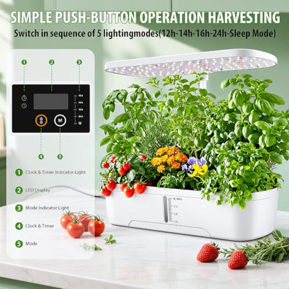 52 Pods Hydroponics Growing System Indoor Herb Garden with Auto Timer White - color: White