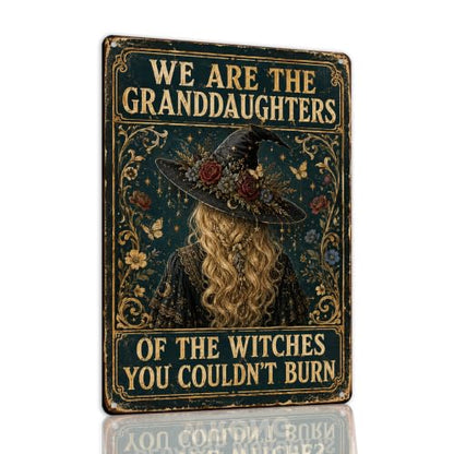 Halloween Metal Art Sign Granddaughters of Witches Wall Decor - color: 03A