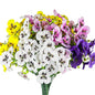 Artificial Fake Pansy Flowers for Outdoor, UV Resistant Faux Silk Pansies Spring Flowers, for Planter Front Door Porch Yard Patio Window Box Home Decor 12 Bundles (Yellow Purple White Pink)