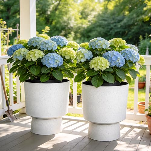 Autodaya 16.75" Urn-Style Planters Set of 2, White Terrazzo Pedestal - color: 16.8"h-white Terrazzo