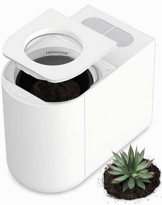 5L Electric Kitchen Composter for Countertop, Smart Indoor Compost Bin with Visible Window, Humidity Sensor, LED Display, Odor Control & Auto-Cleaning, Turns Food Waste into Dry Pre-Compost