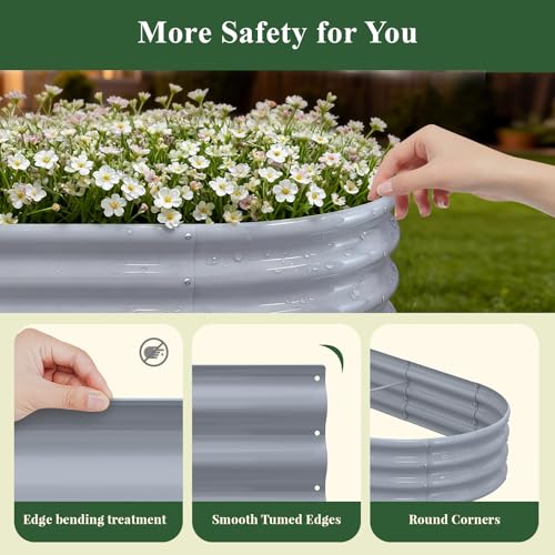 Galvanized Raised Garden Bed, 8x3x1.5ft Oval Metal Planter Box