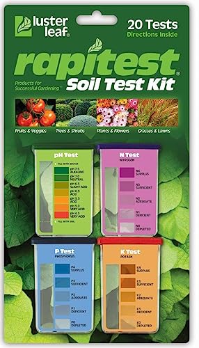 Rapitest Soil Test Kit for Gardens, Vegetables, Flowers and Lawns. USA designed and assembled soil tester completely, quickly and accurately measures/analyzes soil pH acidity and garden nutrients. - size: 20 Tests