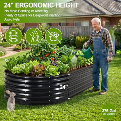 24" Tall Galvanized Raised Garden Bed Outdoor, 8x4x2ft, Grey - color: Gray, size: 8×4×2ft (1 Pack)