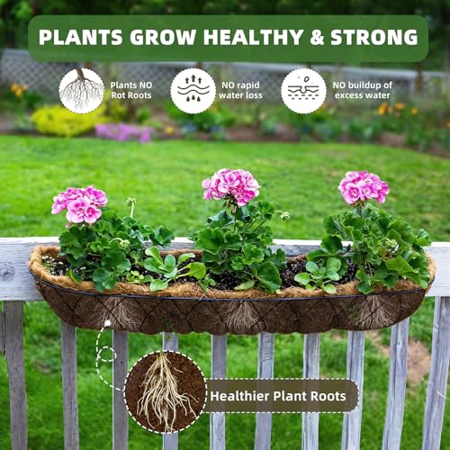 36'' Trough Coco Liners 3 Pack, Natural Coconut Coir Fiber for Wall Basket Planters, Window Box Liners, Garden Planter Baskets, Fence Flower Baskets - size: 36inch 3pack