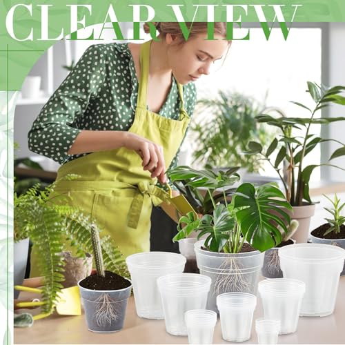 Vesici 24 Pcs 3/4/5/6/7/8/9/10 Inch Large Thickened Clear Nursery Pots - size: 3/4/5/6/7/8/9/10 Inch