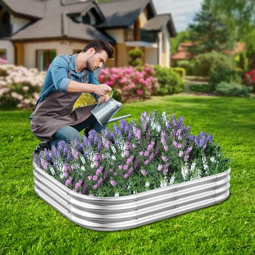 RAYKEEP 4x3x1ft Galvanized Raised Garden Beds, Pack of 01 - Silver - color: 1pcs, size: 4x3x1ft