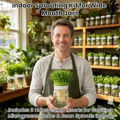 Honeycomb Sprouting Trays for Mason Jars, 3-Pack Seed Starter