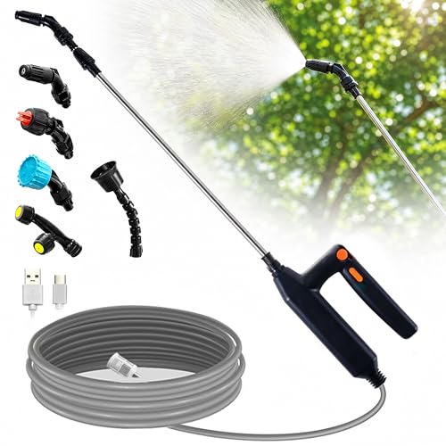Battery Powered Sprayer Wand,41" Electric Sprayer Wand withInfinite Speed Pressure Control,Battery Indicator,16.4FT Hose,5 Nozzles& Filter,Portable Garden Water Sprayer for Lawn, Weed, Yard Care - size: 41” Smart Control