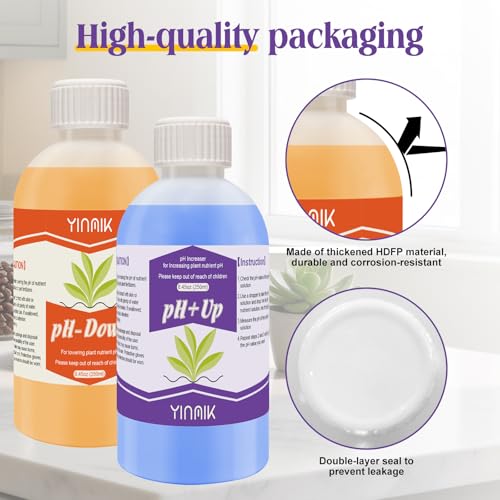 YINMIK General Hydroponic pH Up Down Liquid, pH Control kit Adjust pH Level - color: Orange Blue pH Up Down