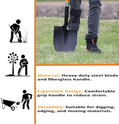 Ashman HeavyDuty Digging Shovel (1 Pack) 47-Inch Lond Handle with Trenching Blade and durable Handle - Ideal for Garden, Landscaping, Construction, Masonry - Perfect for Digging Soil, Dirt, and Gravel - size: 1 Pack, style: Digging Shovel Long Handle