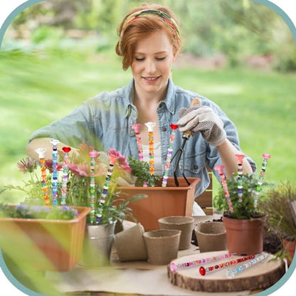 Tigeen 236 Pcs Garden Stake DIY Fairy Wand Plant Stake, Ceramic Rose Heart - style: Ceramic Rose Heart