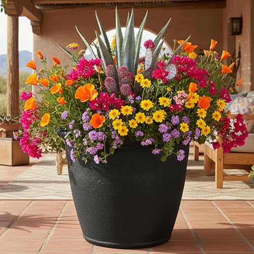 Sunnydaze Anjelica 24'' Large Plastic Planter Pot for Plants, Black - color: Matte Black, size: 24 in