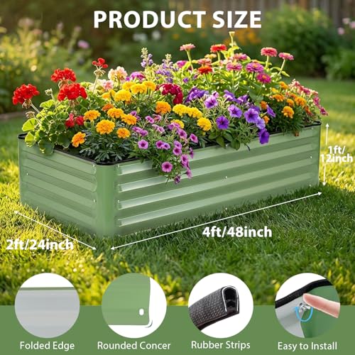2 Pack 4x2x1 Ft Galvanized Raised Garden Bed, Green - size: 4x2x1 (Pack of 2)