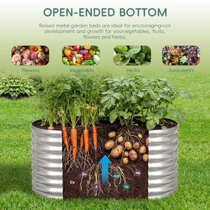 AHEONLAR 3Pack 3x2x2ft Galvanized Raised Garden Beds Outdoor, Oval Raised Beds for Gardening Metal Planter Boxes for Planting Vegetables, Fruit, Herb, Silver - color: Silver