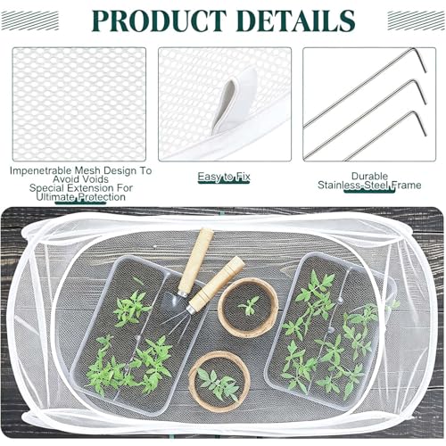 2 Pack Pop Up Garden Row Cover, 39x18x16 for Raised Beds - color: White-1