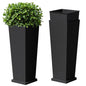 Devoko Resin 32'' Tall Planters, Large Taper Outdoor Planter - color: Black, size: 32" With Trays