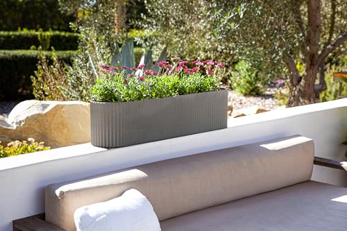Veradek Demi Series Window Box Planter - Round Outdoor Planter - color: Gray, size: 36 inch