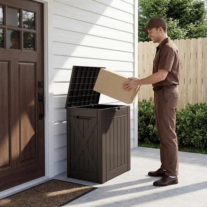 Greesum 52 Gallon Deck Box, Waterproof Storage Container, Dark Brown - color: Dark Brown, size: 52 Gallon