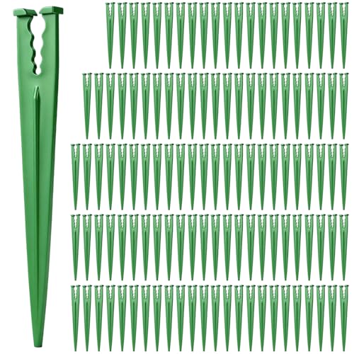 100 Pieces 1/4 Inch Drip Irrigation Support Stakes, 5.6-Inch Long Plastic 1/4'' Heavy-Duty Tubing Holder Stakes for Irrigation Hose/Emitter Support Garden Greenhouse Drip Supplies (Green) - size: 1/4" Drip Stake-100P