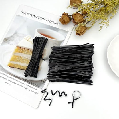 800-Pack Premium Black Plastic-Coated Twist Ties – Durable, Reusable Bag and Cord Fasteners for Home, Garden, and Travel Use