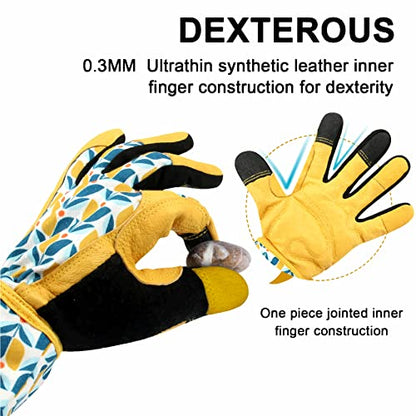Thornproof Rose&Cactus Gardening Gloves,Gauntlet Garden Glove,Gifts - color: Tuilp, size: X-Large (Pack of 1)