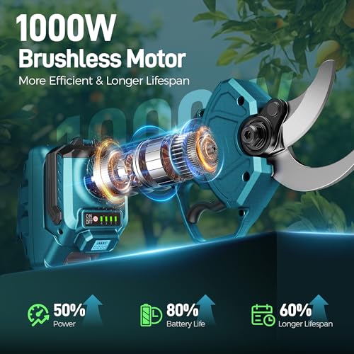 1.6" Electric Pruning Shears for Garden Tree Trimming with 2x4.0Ah Battery - color: Light Blue