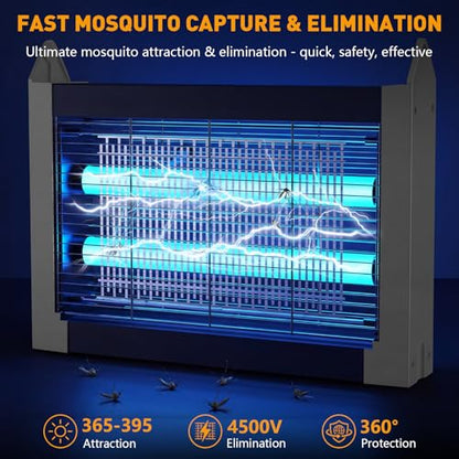 Solar Bug Zapper Outdoor, 4500V Mosquito Zapper with Dual Solar Panels - color: Gray