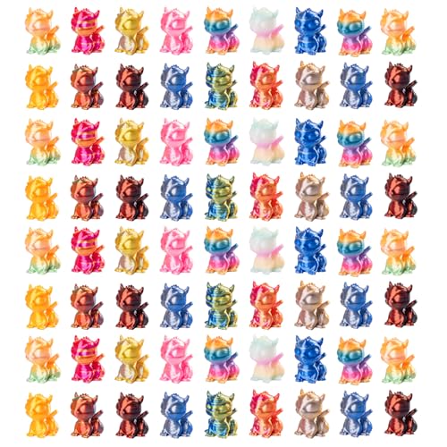 100pcs Mini 3D Printed Animals Tiny Dragon Plastics Figures Miniature Little Small Animals Figurines Bulk for Micro Fairy Garden Landscape Accessories Hide Crafts Decor Aquarium - color: 100p-dragon