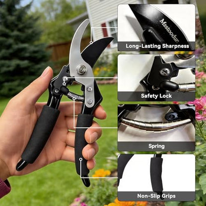 Garden Pruning Shears with Sharp SK5 Blade, Bypass Pruner with 5/8-Inch Cut Capacity, Plant Clippers for Roses, Shrubs & Small Branches - style: Classic