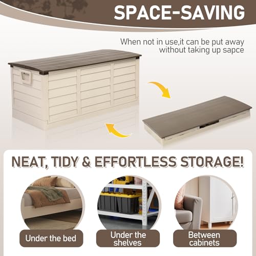 VINGLI 75 Gallon Collapsible Outdoor Storage Box, Brown - color: Brown