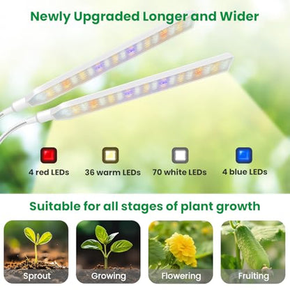 Aumtrly Plant Lights for Indoor Growing, 2 Head White Clip on Grow Lamp - color: White 1 Pack