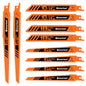 AMARTISAN 10-Piece Bi-Metal Reciprocating Saw Blade Set 6 to 8 Inch Used for Wood & Metal Cutting, Drywall, Plastic and Composite Materials - size: Reciprocating Saw Blades (10-Piece)